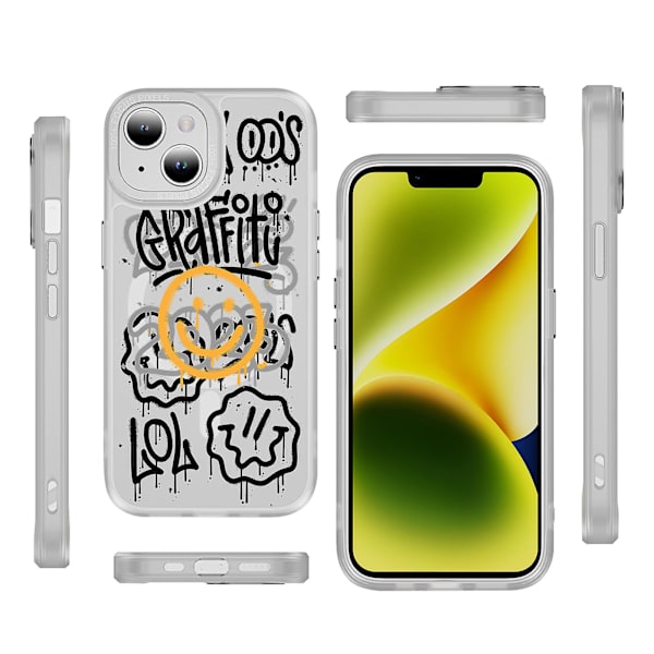 Creative Painted Pattern Frosted Magsafe Magnetic Phone Case Lämplig för Iphone och andra modeller Style K Transparent Black Ypcx0086