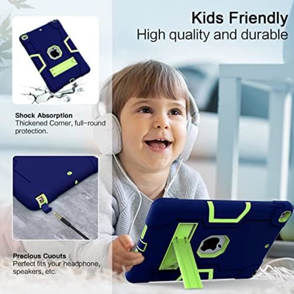 Cantis- case för ipad 9:e generationen/iPad 8:e generationen/iPad 7:e generationen, tunt, kraftigt stötsäkert, robust case med inbyggt Navy Blue