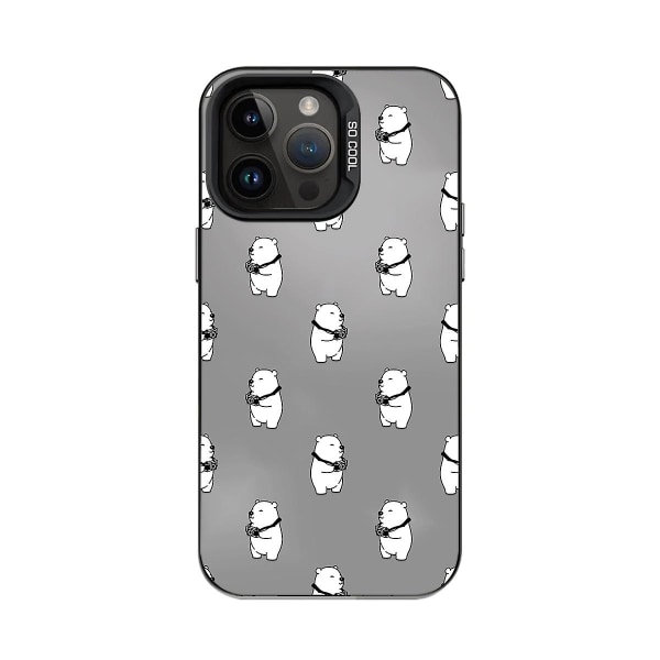 Tecknad Frosted Dubbellager Färg Silver Phone Case Iphone 15 Case Case Stil G Svart Ypmd0838