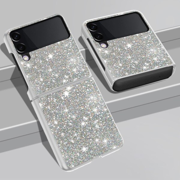 Söt Glitter Bling Stötsäkert case som är kompatibelt med Samsung Galaxy Z Flip 3 Black