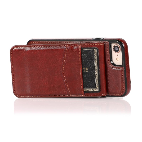 För Iphone 7 / 8 / Se (2020) / Se (2022) Korthållare Phone case Kickstand Pu Läder + Tpu cover Brown