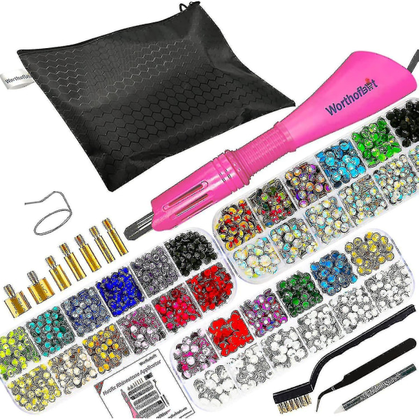 Rhinestone Setter, Applicator Toolkit, Hot Fixed Wand Bedazzler Kit, 4080st, Ab Crystal, Clear, 14 färger, 7 tips, 4 Gems storlekar, pincett, null none