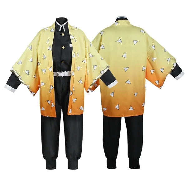 Anime Agatsuma Zenitsu Cosplay Kostym Kimono Halloween Kläder Party Uniform Peruk Kvinna Barn kostym S