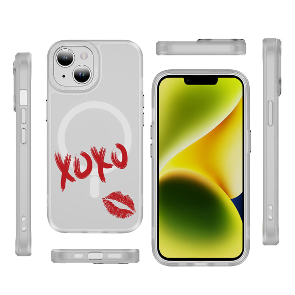 Creative Painted Pattern Frosted Magsafe Magnetic Phone Case Lämplig för Iphone och andra modeller Style C Transparent Black Ypcx0275