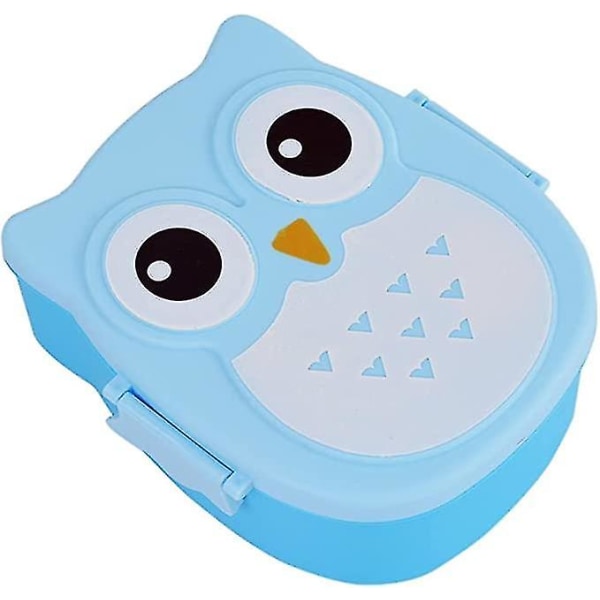 Lunchlåda med fack Söt Cartoon Owl School Lunchlåda för barn och vuxna 900ml Blue