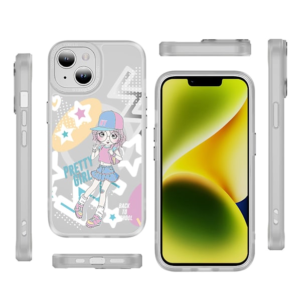 Creative Painted Pattern Frosted Magsafe Magnetic Phone Case Lämplig för Iphone och andra modeller Style Q Transparent Ypcx0363