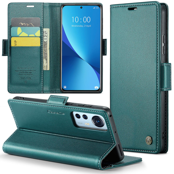 Caseme 023-serien för Xiaomi 12 5g / 12x 5g / 12s 5g Pu- cover Rfid-blockerande phone case Green