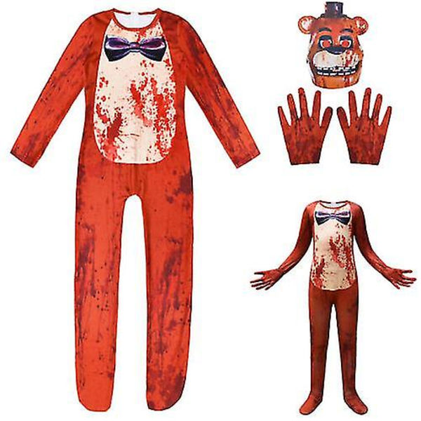 Halloween Kids Five Nights at Freddy Fnaf Cosplay Kostym Party Bodysuit Outfits Red 6-7years