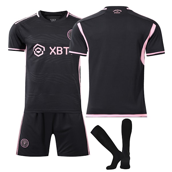 2324 Hem Miami International Messi 10 tröja ny borta Major League fotbollströja svart och rosa originalstrumpor 2324 Miami Main Powder # 10 2XL