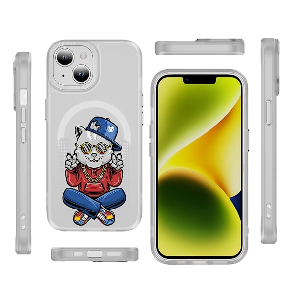 Creative Painted Pattern Matt Magsafe Magnetic Phone Case Lämplig för Iphone och andra modeller Style H Transparent Black Ypcx0118