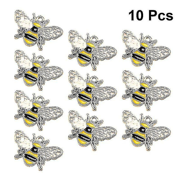 10 st Little Bee Halsband Hängen Legering Berlocker Smyckenstillbehör för gör-det-själv hantverk (gyllene)