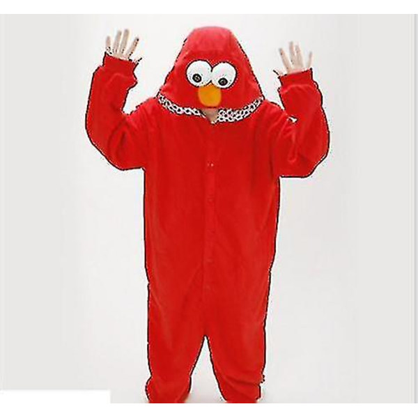 Vuxen Sesam Street Cookie Kostym Pyjamas Outfit. Red M
