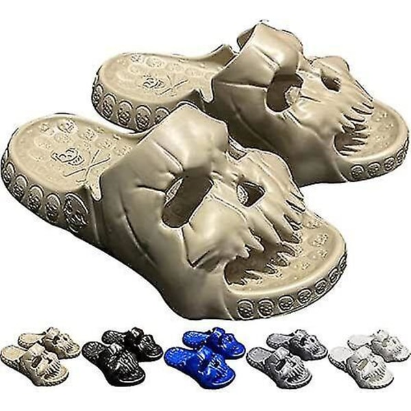 Tofflor Tjockbottna Strandsandaler Par Tofflor Skull Tofflor Enkelband Slides Sommar Beige Size 36x37