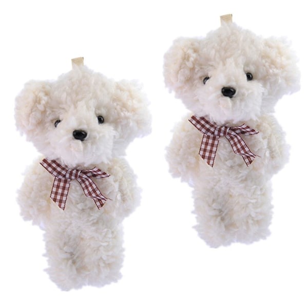 2st Mini Plysch Dog Doll Nyckelring Hängen Plysch Hund Hängen Heminredning White 12CM