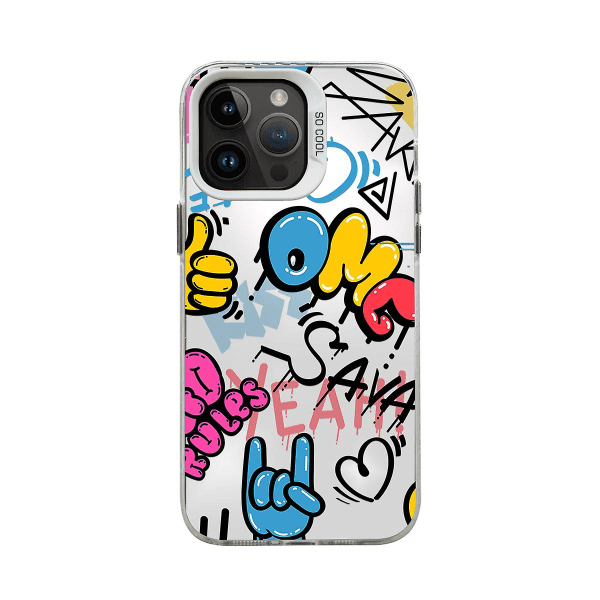 Tecknad Frosted Dubbellager Färg Silver Phone Case Iphone 15 Case Cover Style I Vit Ypmd0862