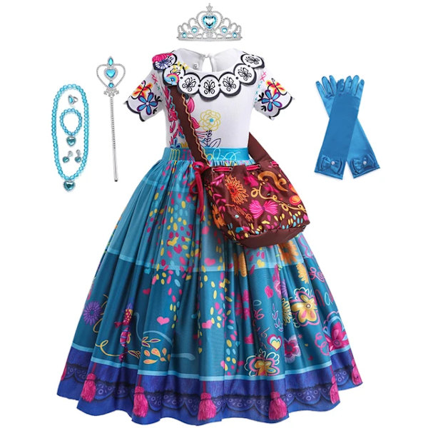 Blomster Encanto Kostym Isabella Charm Klänning Flickprinsessklänning Fantasy Fest Barnkläder 15 4T(Size 110)