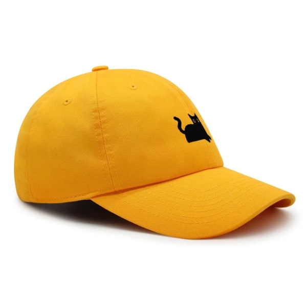 Black Cat cap Broderi Premium Dad Hat Katt Mamma Justerbar Trucker Hatt i bomull Yellow