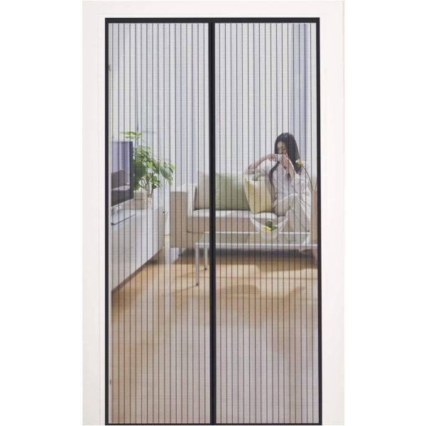 Magnetiskt Myggnät Dörr - Slitstarkt, Andningsbart, Myggnät Anti-myggor Elegant(Svart) 90X210CM