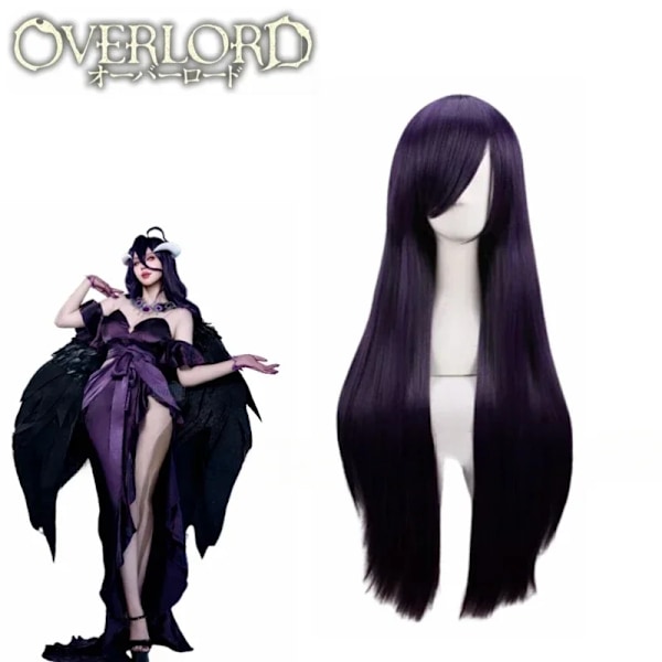 Anime Overlord Säsong 4 Albedo Cosplay Kostym Albedo Kvällsklänning Svart Sexig Klänning Peruk Halloween Uniform Juldräkt L Only Wig