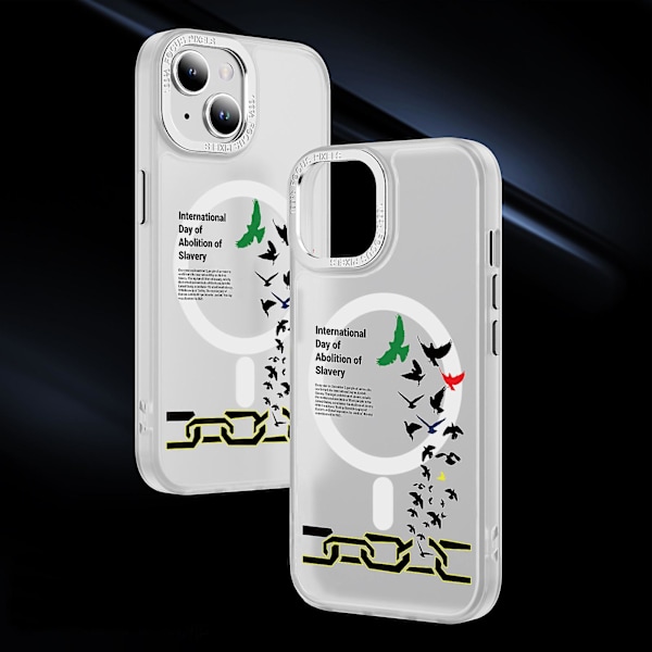Creative Painted Pattern Frosted Magsafe Magnetic Phone Case Lämplig för Iphone och andra modeller Style I Transparent Black Ypcx0378