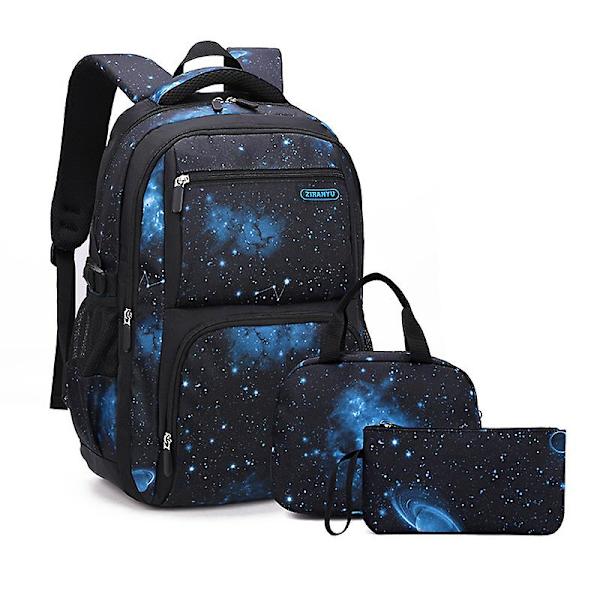 Pojkar Ryggsäckar 3 Delar Set Skolväskor Stor storlek Väska För tonåringar Barn Ryggsäck Big Boy Ryggsäck Mellanstadieelever 3pcs blue