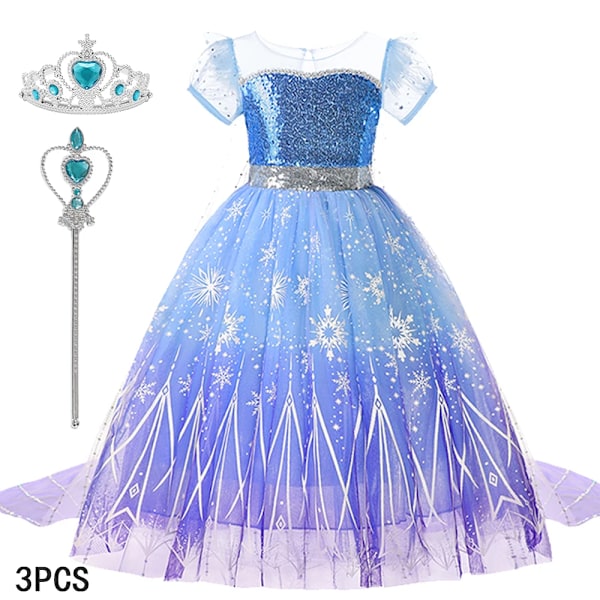 Disney Frozen Elsa Klänning för Flickor Snödrottning Anna Klänning Lyxklänningar Karneval Halloween Flickor Cosplay Kostym Frozen Kostym K Elsa Dress 2-3Y (100)