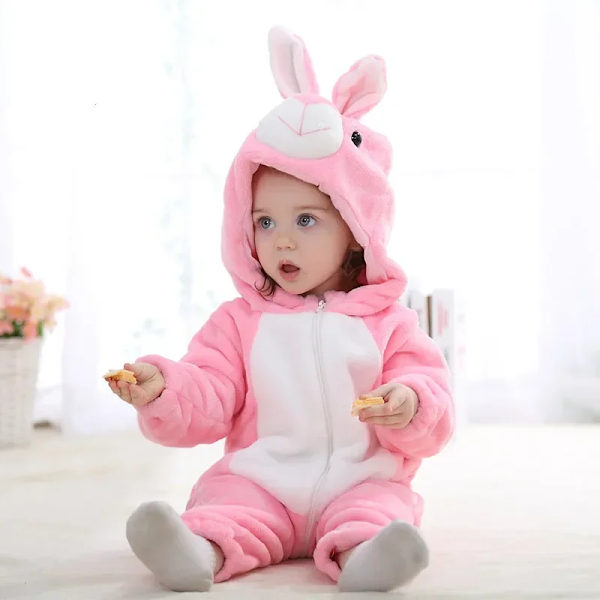 Unisex Baby Flannel Stitch Cosplay Romper Animal Onesie Kostym Huva Cartoon Outfit Suit 90(13-18M)-Anime mov 15