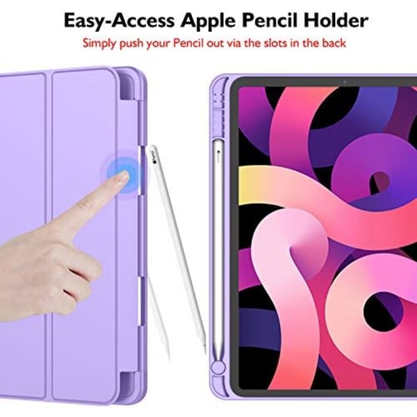 iMieet New iPad Air 5th Generation Case 2022/iPad Air 4th Generation Case 2020 10,9 tum med pennhållare [Support Touch ID och iPad 2nd P Clove Purple