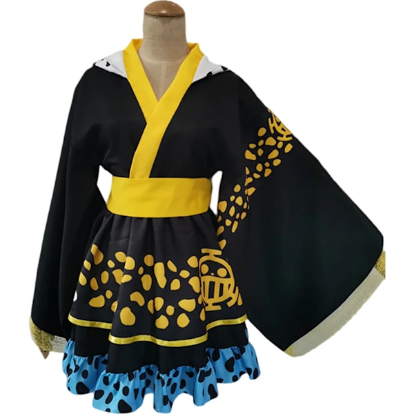 Anime One cos Piece Trafalgar Law Cosplay Fantasia Kostym Klänning Förklädnad för Vuxna Kvinnor Outfit Halloween Festkläder Kostym S DRESS