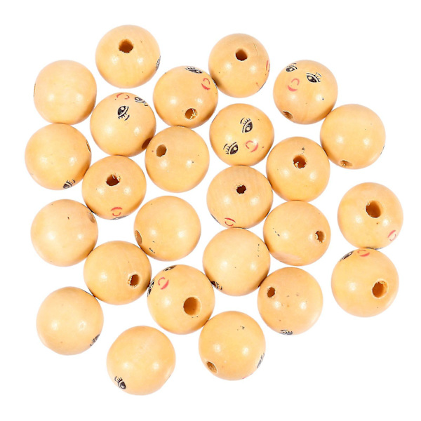 30st Ansikte Lösa Pärlor Smile Face Träpärlor Gör-det-själv smycken Tillbehör null none