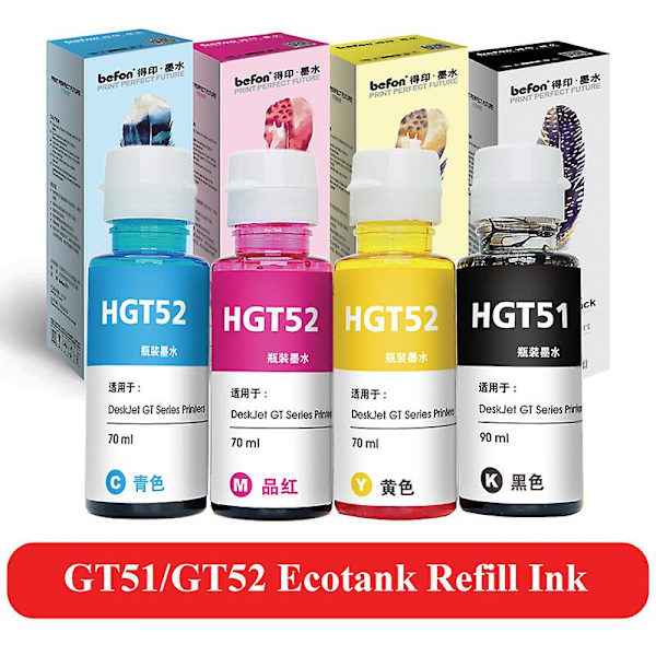 Bläcksatsbyte för Hp Gt51 Gt52 Gt 51 52 för Gt5810 Gt5820 5810 5820 310 410 318 319 419 Tankskrivare 3BK