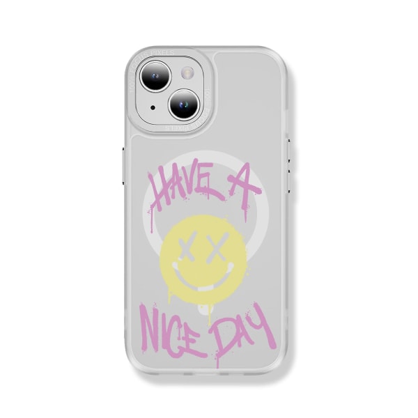 Creative Painted Pattern Matte Hudvänlig Magsafe Magnetic Phone Case Lämplig för Iphone och andra modeller Style D Transparent Black Ypcx