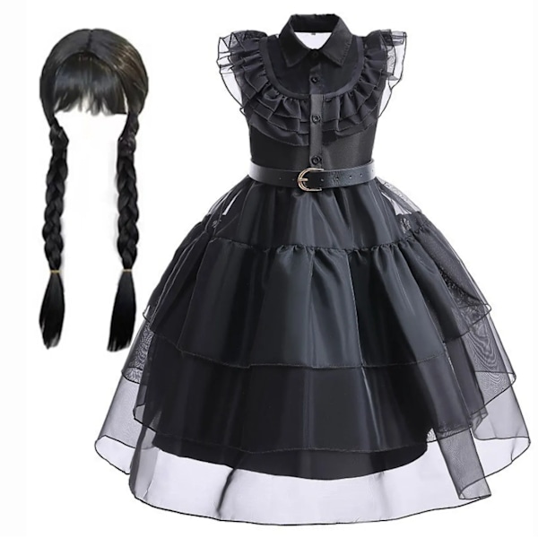 Flickor Wendsday Klänning Barn Halloween Svart Familjekläder Barn Dans Cosplay Kostym Prinsessa Jul Fantasy Dress2 02 2T(100)