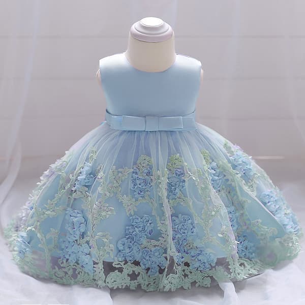 Barnklänning Flower Mesh Babykläder 80cm