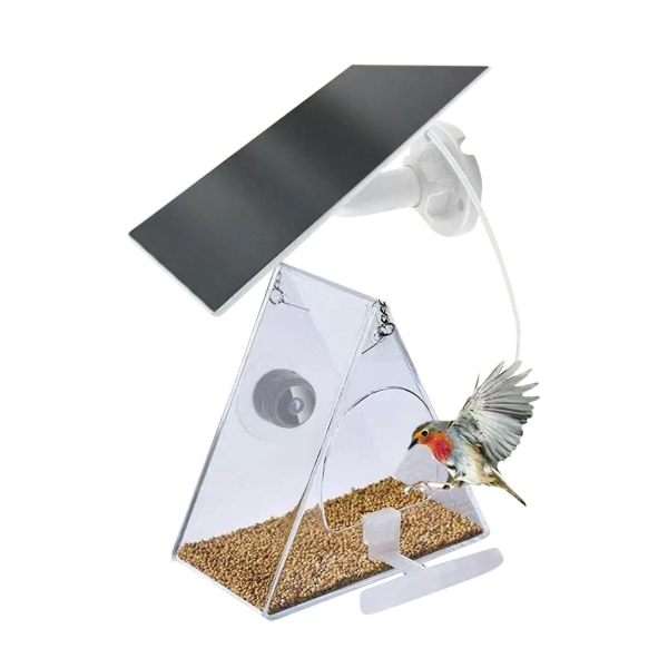 Husdjurssmart fågelmatare utomhus realtidsövervakning fågelmatare med HD-kamera och solcellsladdningspanel As shown none