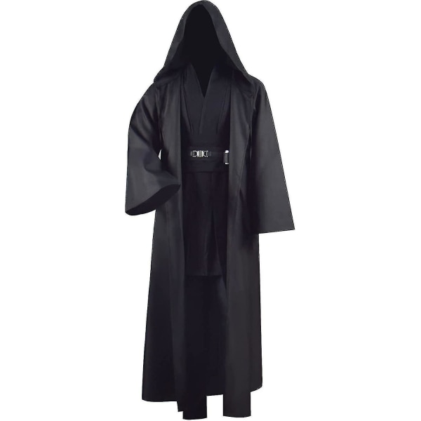 Ycy-vuxen tunikadräkt för jedi-outfit Skywalker Halloween Cosplay-dräkt Hooded Robe Cloak Full Set Uniform Tre versioner Black 3X-Large