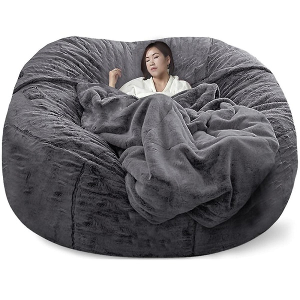 Lazy Sofa Bean Bag konstgjord päls Bean Bag (endast bönor) snow dark gray 135 x 65cm