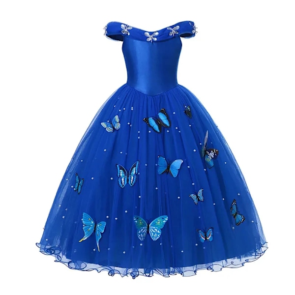 Disney Princessklänning 2024 Flickor Elsa Anna Mirabel Rapunzel Kostym Barn Kalas Kläder Halloween Cosplay Encanto Frozen Cinderella Dress B 3-4T (110)