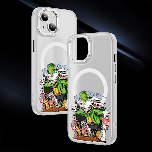 Creative Painted Pattern Frosted Magsafe Magnetic Phone Case Lämplig för Iphone och andra modeller Style D Transparent Ypcx0164