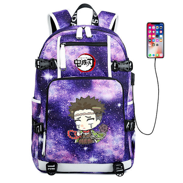 Ghost Slayer Ryggsäck Anime Student Skolväska Ryggsäck Usb