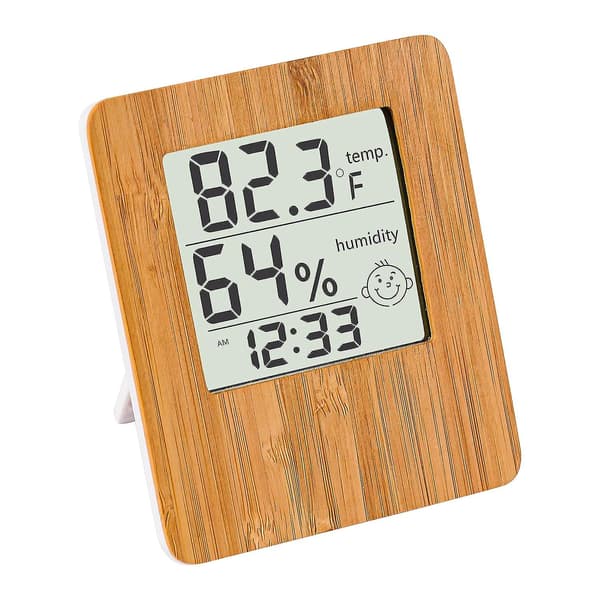 Fuktighetssensor Hygrometer Inomhustermometer-klocka Dekorativ Bamboo Digital Hygrometer null none