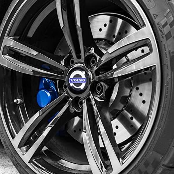 4st Hjul Center Caps Sticker för Ford ST, Svart Aluminium Hjul Center Hub Covers Sticker, 56mm/2.22&#39;&#39; forvolvo-blue