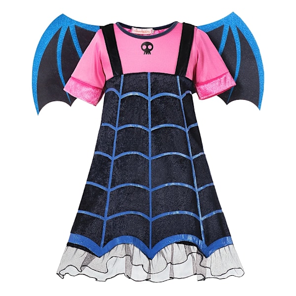 Flickfladdermus Halloween-klänning för barn, spökgömma, gotisk cosplay, vampyrkostym, greve Vampiran, karnevalklädsel, svart röd klädsel Dress Set 25 XL (8-9Y)