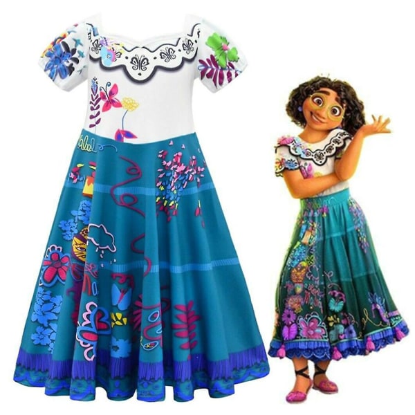 6-12 år tjej Encanto Princess Mirabel Cosplay festklänning 8-9 Years