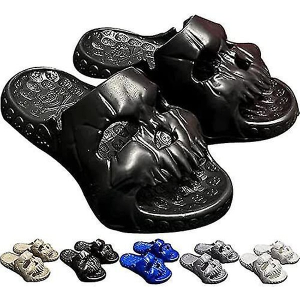 Tofflor Tjockbottna Strandsandaler Par Tofflor Skull Tofflor Enkelband Slides Sommar Black Size 36x37