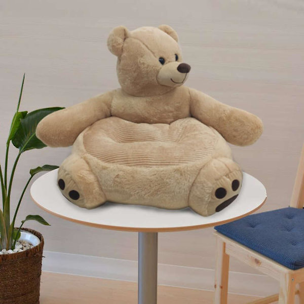 Stuffed Animal Soffa Stol för barn, nalle-björn-fluffig smiling-bear