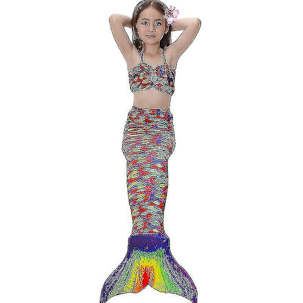 Barn Flickor Mermaid Tail Bikini Set Badkläder Baddräkt Simdräkt Multi 6-7 Years
