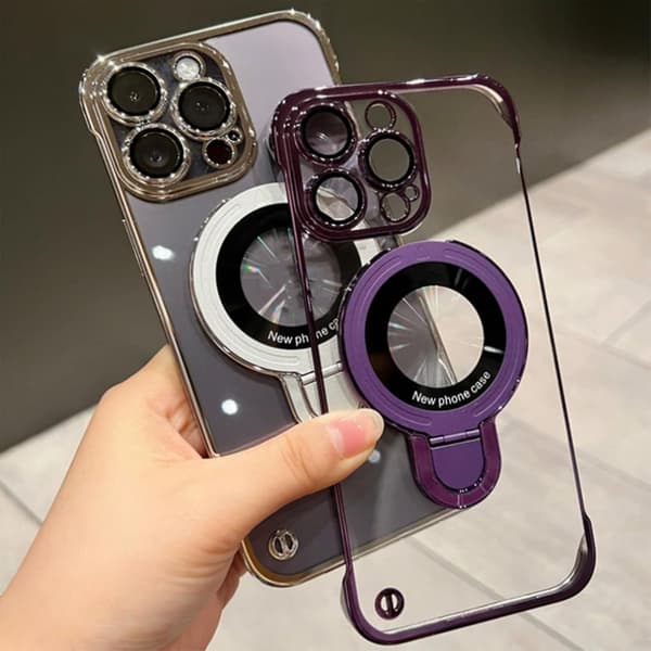 Magnetisk ramlöst case för Iphone 15 Pro Max/iphone 15 Pro med osynligt ringställ Silver iPhone 15 Pro Max