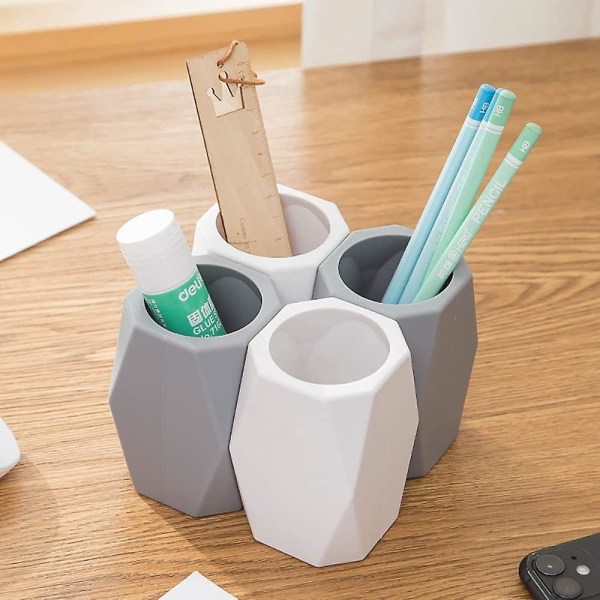 4-pack pennhållare i silikon, pennhållare för skrivbord, geometrisk sminkborsthållare, kreativ design pennkopp för kontorsskola, hem null none