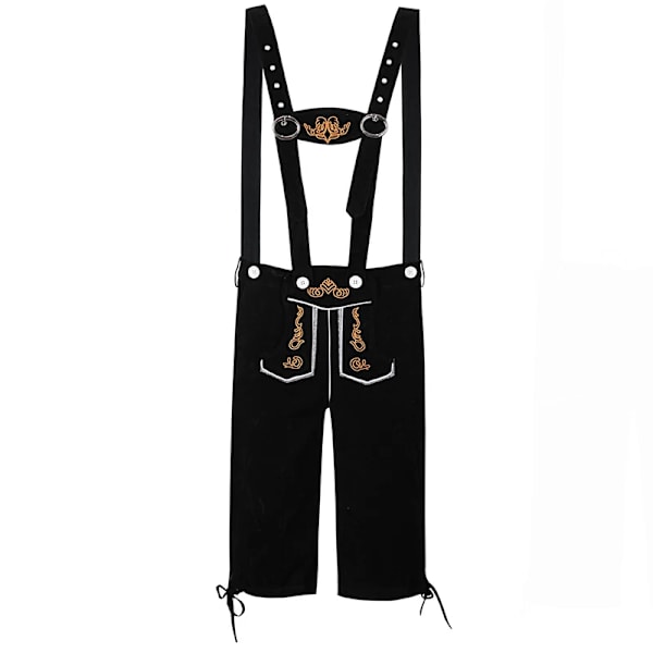 Man Carnival Oktoberfest Kostym Topp Halter Lederhosen Hatt Bayersk Bartender Cosplay Fancy Party Klänning Halloween XL Black Pants